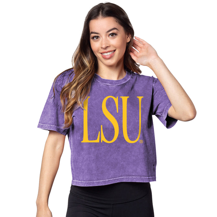 LSU Tigers Chicka-d Bold & Classy Short 'N Sweet Crop T-Shirt - Grape