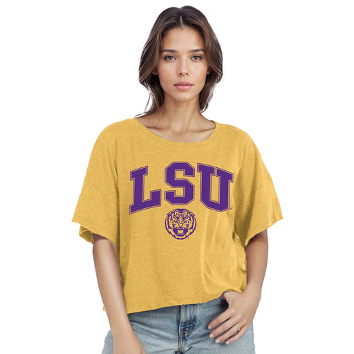 LSU Tigers Chicka-d Campus Life Vintage Burnout Crop T-Shirt - Gold