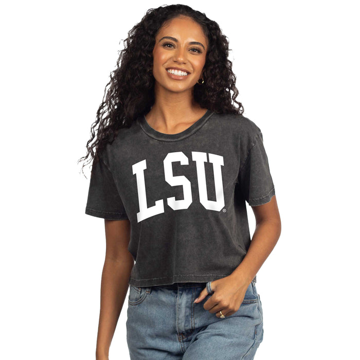 LSU Tigers Chicka-d College Arch Short 'N Sweet Crop T-Shirt - Graphite