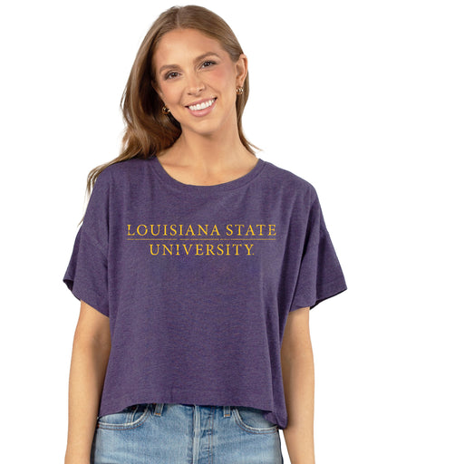 LSU Tigers Chicka-d Distressed Bar Vintage Crop T-Shirt - Purple
