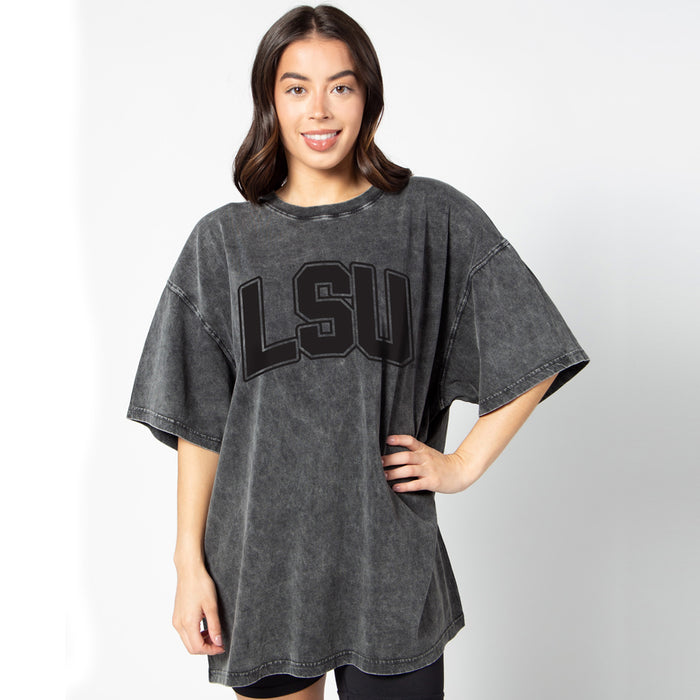 LSU Tigers Chicka-d LSU Outline Oversized Band Tee - Graphite