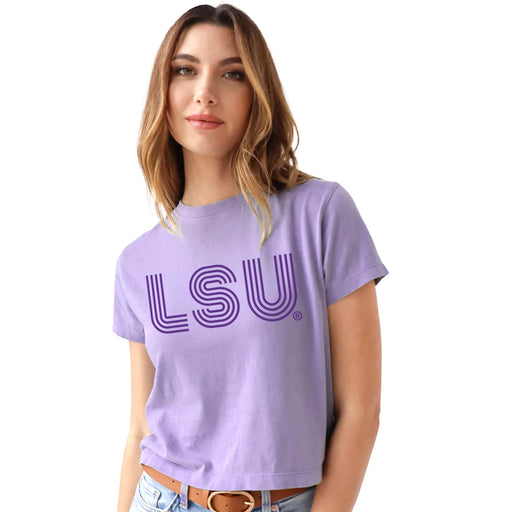 LSU Tigers Chicka-d Summer 72 Montauk Crop T-Shirt - Orchid