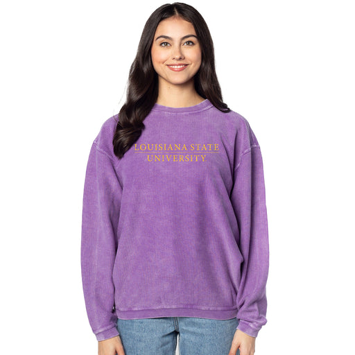 LSU Tigers Chicka-d Vintage Bar Corded Crewneck Sweatshirt - Purple