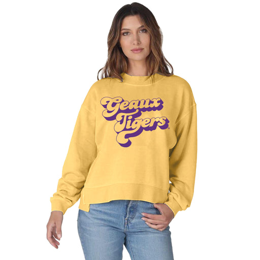 LSU Tigers Chicka-d Vintage Concert Boxy Burnout Crewneck Sweatshirt - Gold