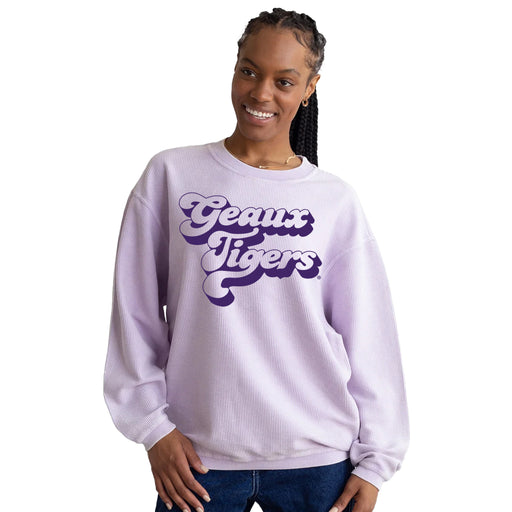 LSU Tigers Chicka-d Vintage Concert Corded Crewneck Sweatshirt - Lilac