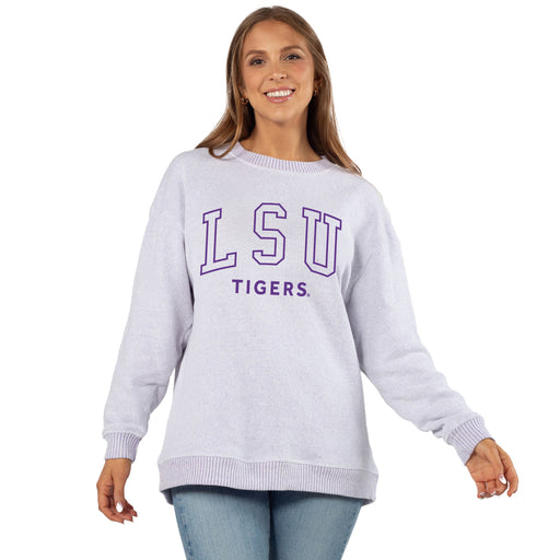 LSU Tigers Chicka-d Vintage Economics Warmup Crewneck Sweatshirt - Grape