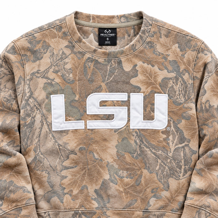 LSU Tigers Colosseum Primary Embroidered Crewneck Sweatshirt - Realtree Camo