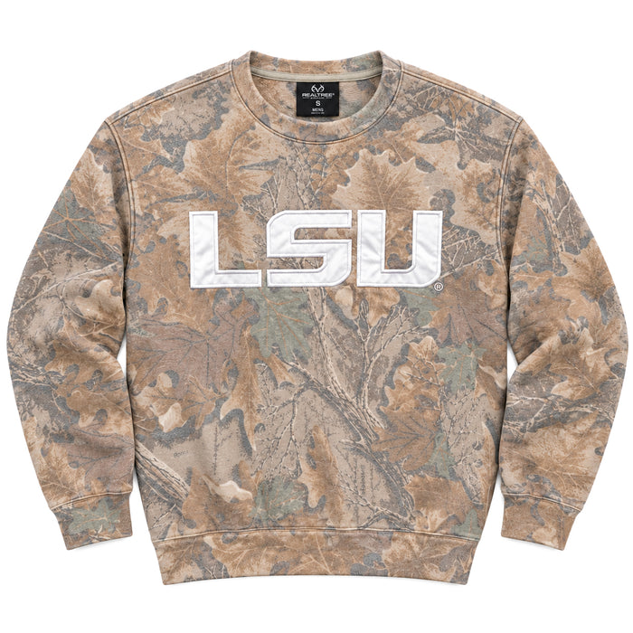LSU Tigers Colosseum Primary Embroidered Crewneck Sweatshirt - Realtree Camo