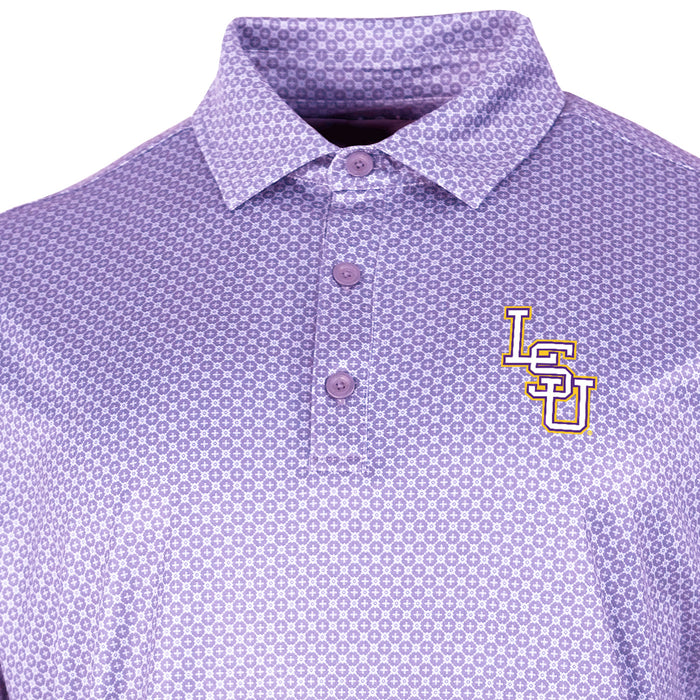 LSU Tigers Columbia Baseball Interlock Club Master Polo - Frosted Purple