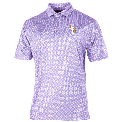 LSU Tigers Columbia Baseball Interlock Club Master Polo - Frosted Purple