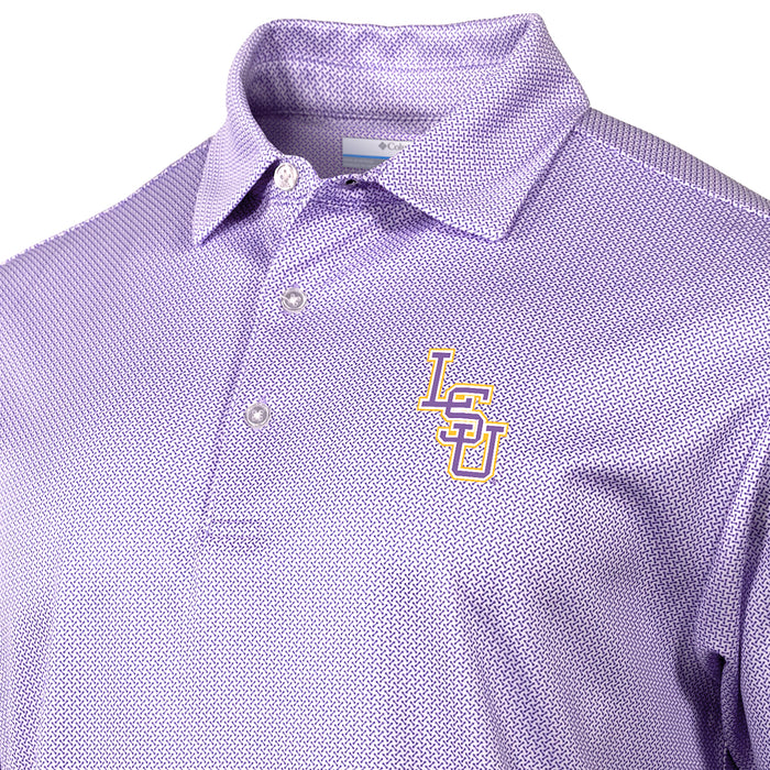 LSU Tigers Columbia Baseball Interlock Fairway Flex Polo - Purple