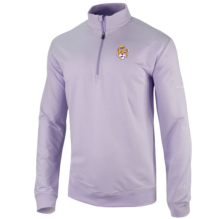 LSU Tigers Columbia Golf Beanie Mike Omni-Wick Even Lie Stripe 1/4 Zip Pullover - Frosted Purple / White