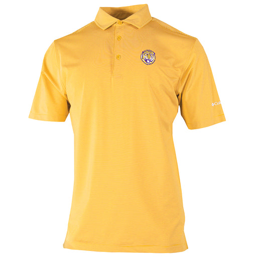 LSU Tigers Columbia Sportswear Round Vault Double Hit Stripe Polo - Gold