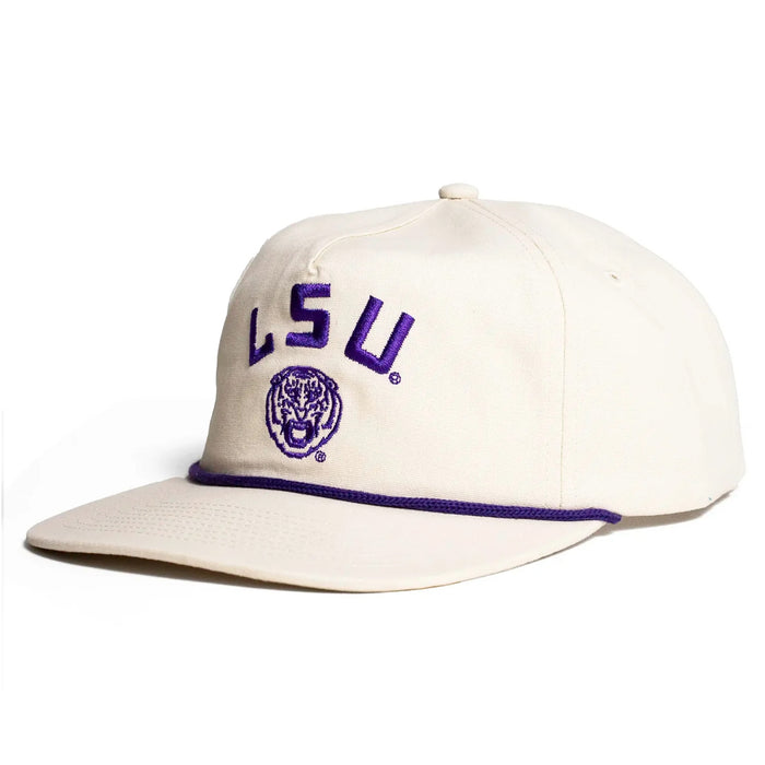 LSU Tigers Concho Cannon Helmet Arch Rope Hat - Natural / Purple