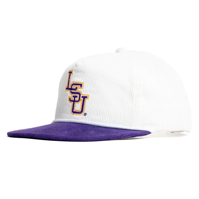 LSU Tigers Concho Skip Interlock Corduroy Five-Panel Rope Hat - White / Purple
