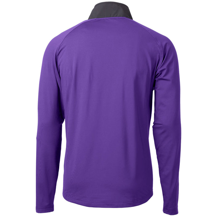 LSU Tigers Cutter & Buck Adapt Eco Knit Hybrid Recycled Mens Quarter Zip Pullover - Purple