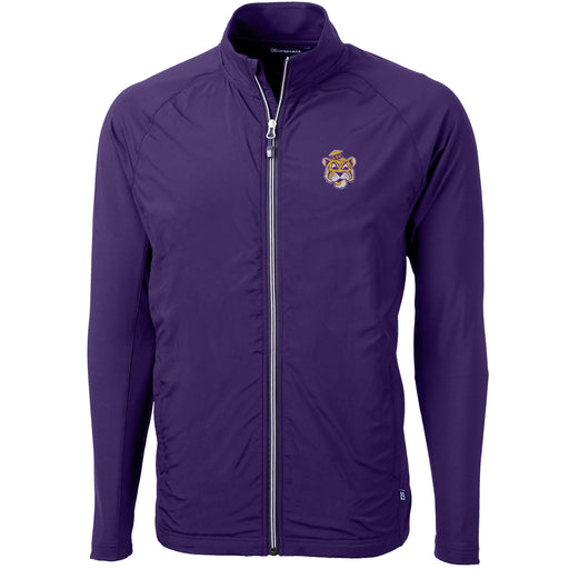 LSU Tigers Cutter & Buck Beanie Mike Adapt Eco Knit Hybrid Recycled Full Zip Jacket - Purple
