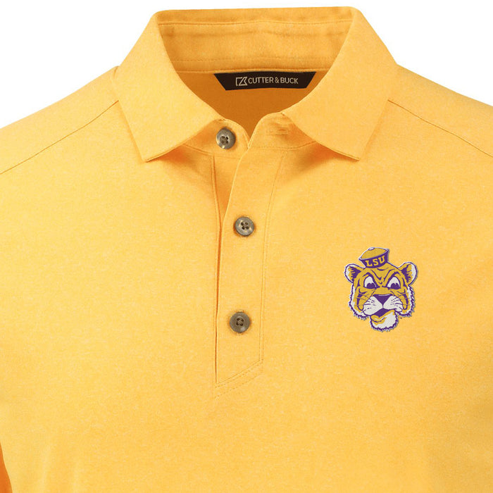 LSU Tigers Cutter & Buck Beanie Mike Forge Eco Stretch Polo - Heather Gold