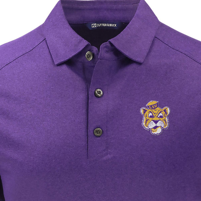 LSU Tigers Cutter & Buck Beanie Mike Forge Eco Stretch Polo - Heather Purple