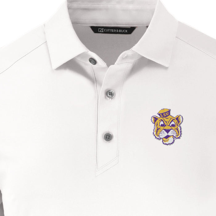 LSU Tigers Cutter & Buck Beanie Mike Forge Eco Stretch Polo - White