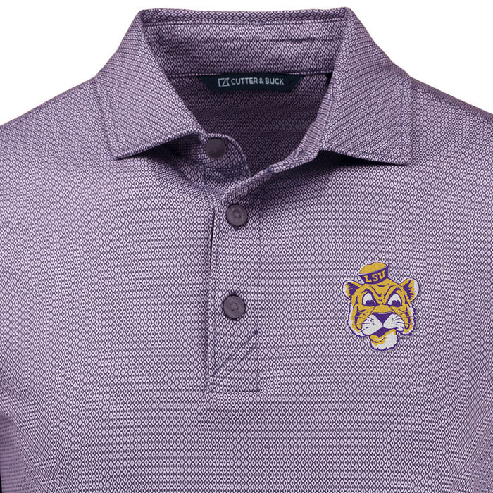 LSU Tigers Cutter & Buck Beanie Mike Pike Lattice Stretch Recycled Polo - Purple