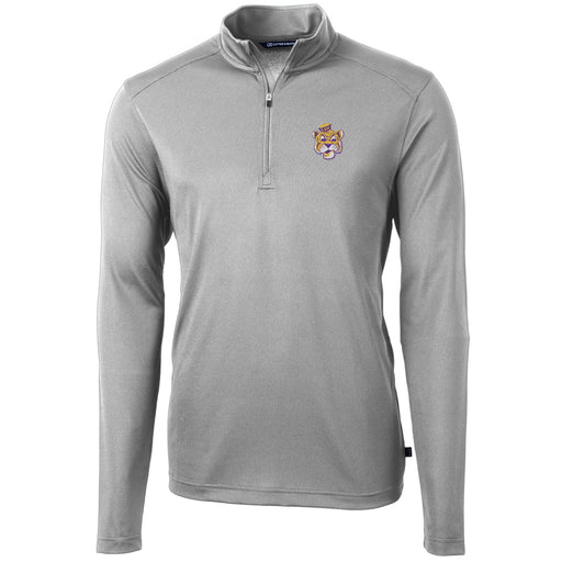 LSU Tigers Cutter & Buck Beanie Mike Virtue Eco Pique Recycled Pique Quarter Zip Pullover - Grey