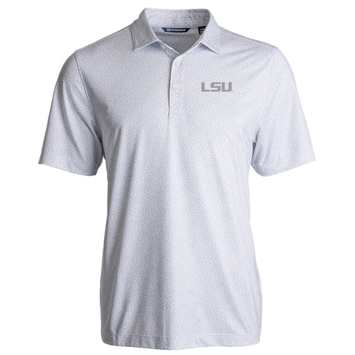 LSU Tigers Cutter & Buck Eco Pebble Performance Polo - White w/ Grey
