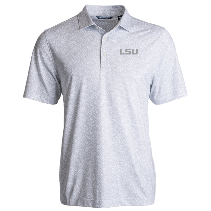 LSU Tigers Cutter & Buck Eco Pebble Performance Polo - White w/ Grey