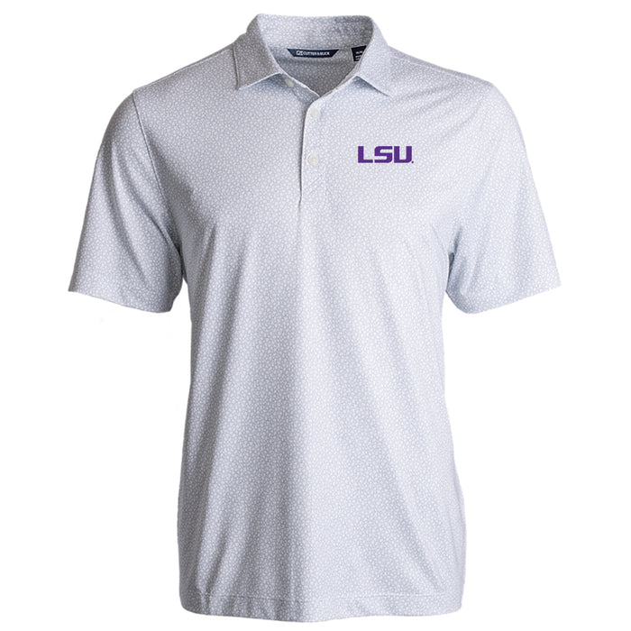 LSU Tigers Cutter & Buck Eco Pebble Performance Polo - White w/ Purple