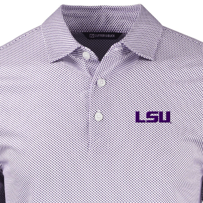 LSU Tigers Cutter & Buck Pike Eco Symmetry Print Stretch Polo - White / Purple