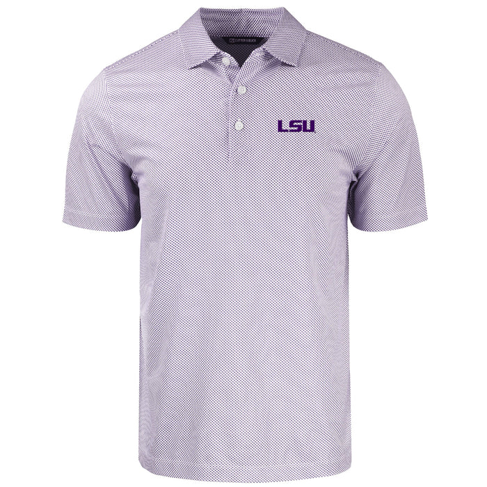 LSU Tigers Cutter & Buck Pike Eco Symmetry Print Stretch Polo - White / Purple