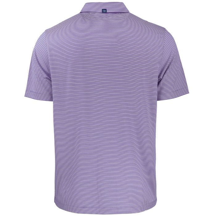 LSU Tigers Cutter & Buck Silhouette Tiger Forge Eco Double Stripe Stretch Recycled Polo - Purple w/ White Logo