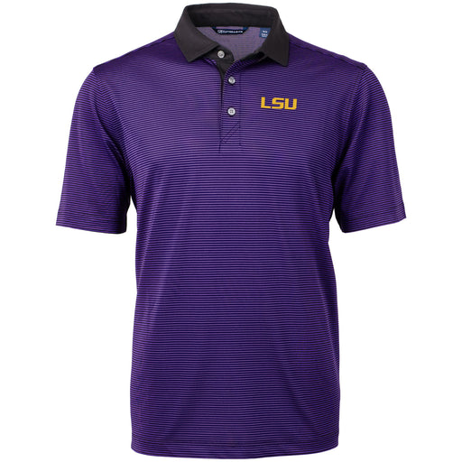 LSU Tigers Cutter & Buck Virtue Eco Pique Micro Stripe Recycled Polo - Purple