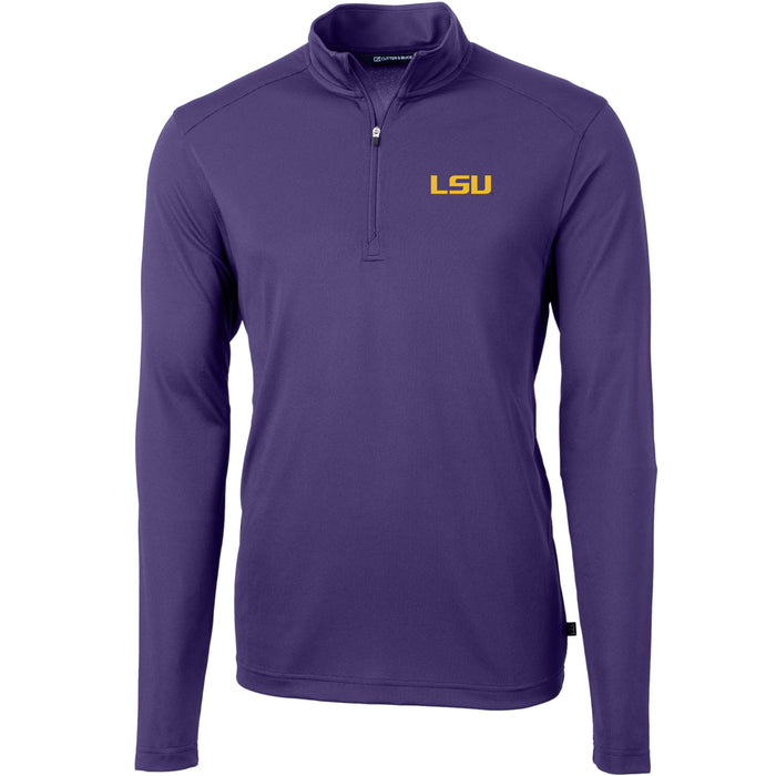 LSU Tigers Cutter & Buck Virtue Eco Pique Recycled Pique Quarter Zip Pullover - Purple