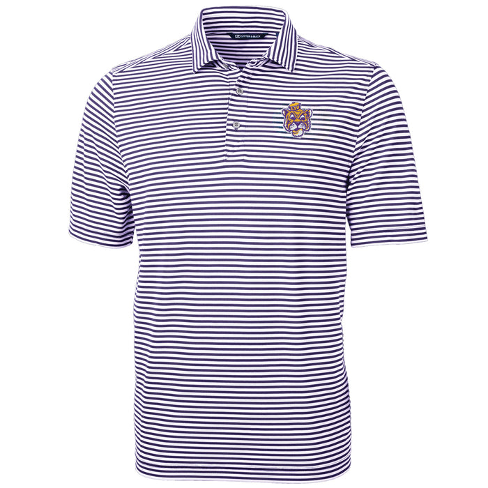 LSU Tigers Cutter & Buck Virtue Eco Pique Stripe Recycled Polo - Purple