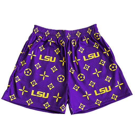 LSU Tigers Dark Horse (Limited Release) 5" Mesh Shorts - Purple Pattern