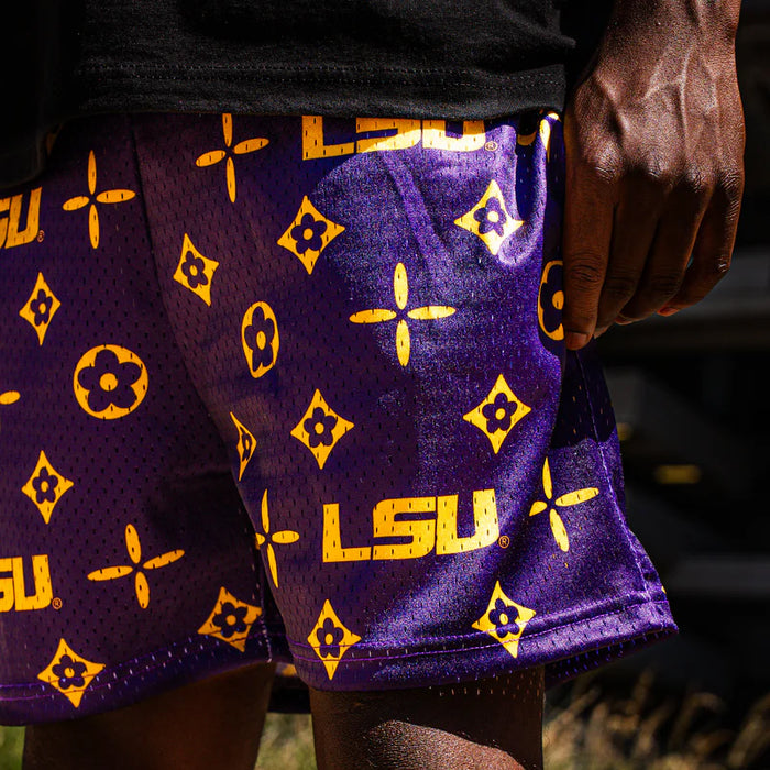LSU Tigers Dark Horse (Limited Release) 5" Mesh Shorts - Purple Pattern