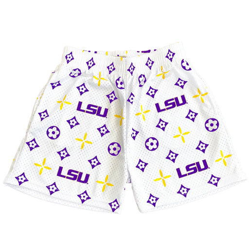 LSU Tigers Dark Horse (Limited Release) 5" Mesh Shorts - White Pattern