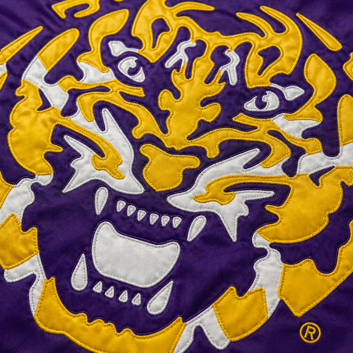 LSU Tigers Deluxe Embroidered Sewn Applique Tiger Head 3' x 5' Flag - Purple