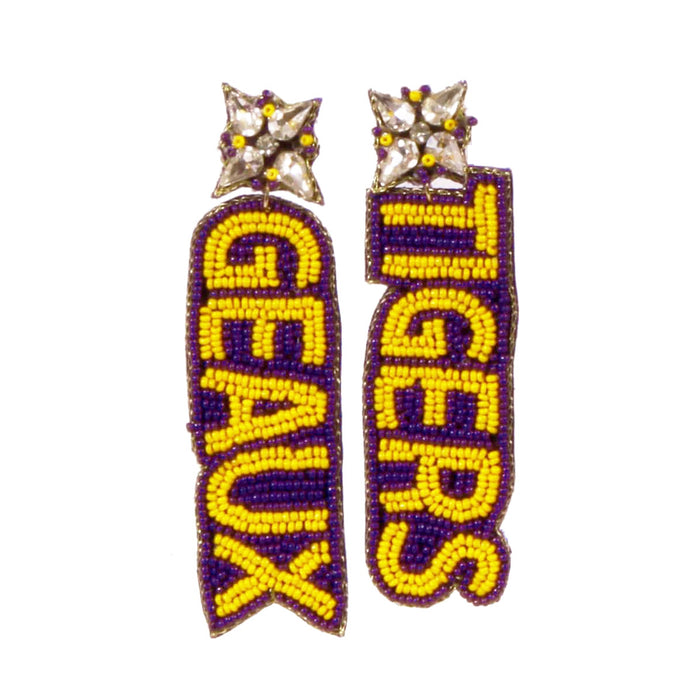 LSU Tigers Desden Geaux Tigers Beaded Earrings