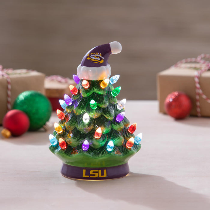 LSU Tigers Evergreen 4" LED Light Up Ceramic Table Top Christmas Tree Ornament