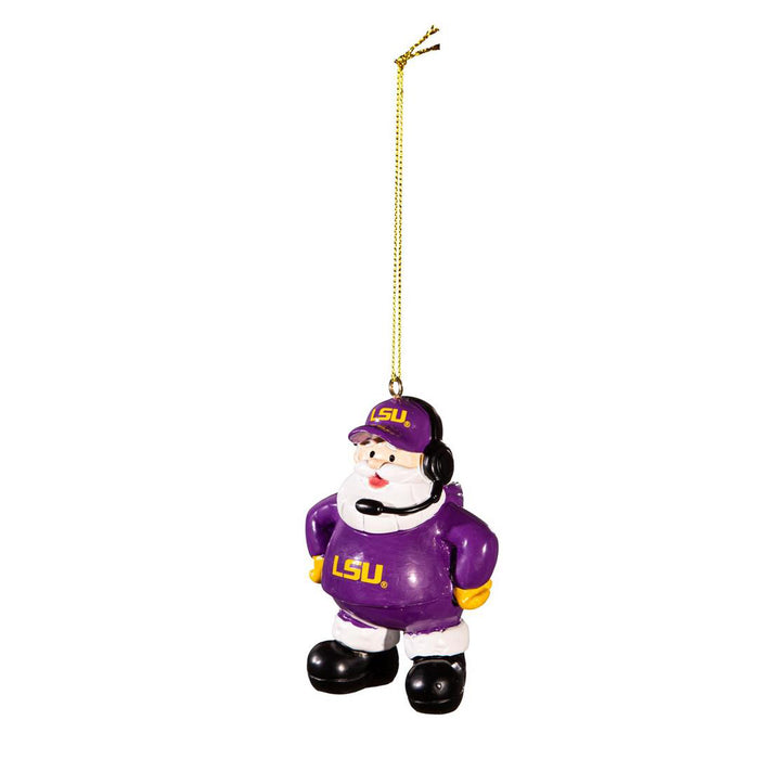 LSU Tigers Evergreen Coach Santa Christmas Tree Ornament