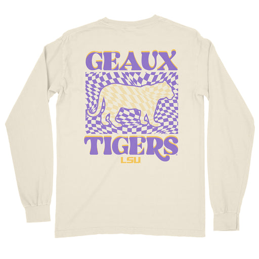 LSU Tigers Image One Funky Silhouette Garment Dyed Long Sleeve T-Shirt - Ivory