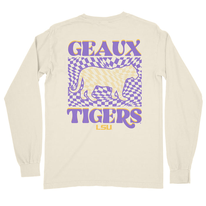 LSU Tigers Image One Funky Silhouette Garment Dyed Long Sleeve T-Shirt - Ivory