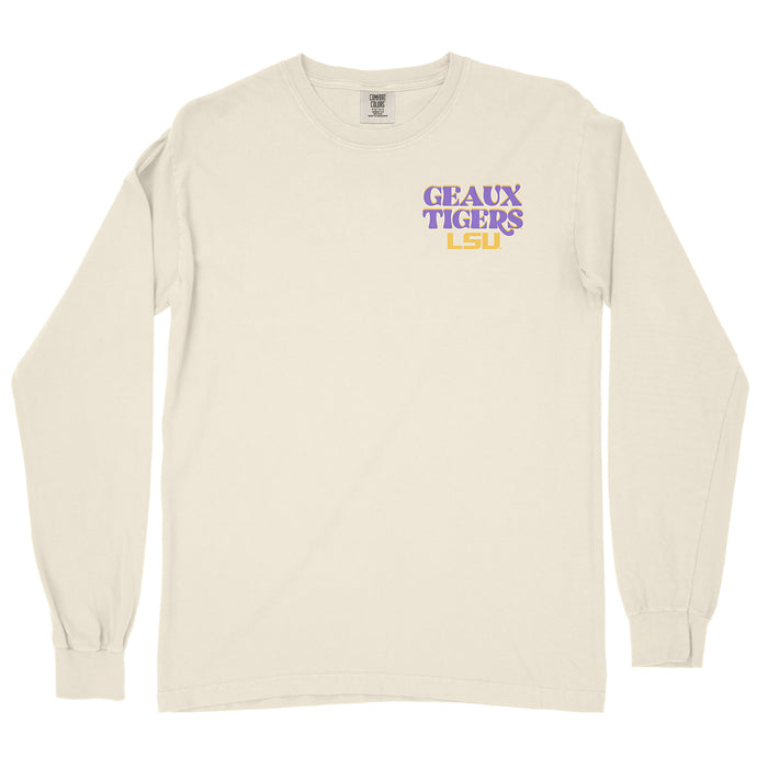 LSU Tigers Image One Funky Silhouette Garment Dyed Long Sleeve T-Shirt - Ivory