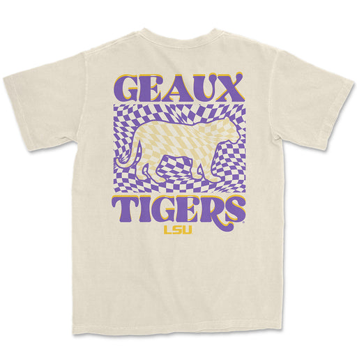 LSU Tigers Funky Tiger Silhouette Garment Dyed T-Shirt - Ivory