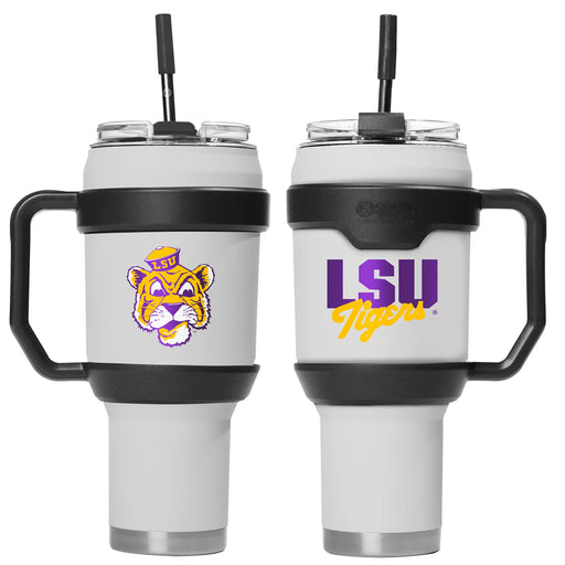 LSU Tigers GameTime Sidekick Beanie Mike Handle Insulated Metal 40oz Tumbler - White