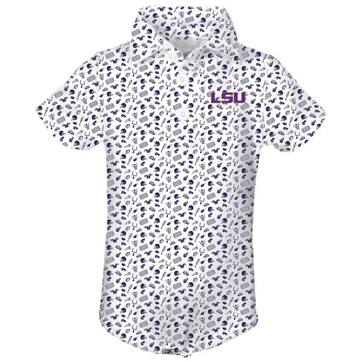 LSU Tigers Garb Tom Football Print Infant Onesie - Purple / White