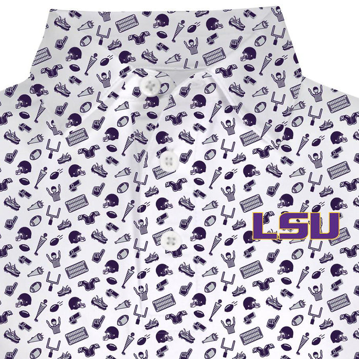 LSU Tigers Garb Tom Football Print Infant Onesie - Purple / White