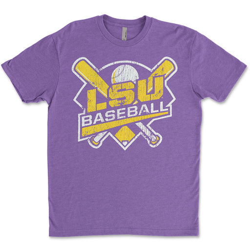 LSU Tigers Highland & State Baseball Clean Up T-Shirt - Purple Heather